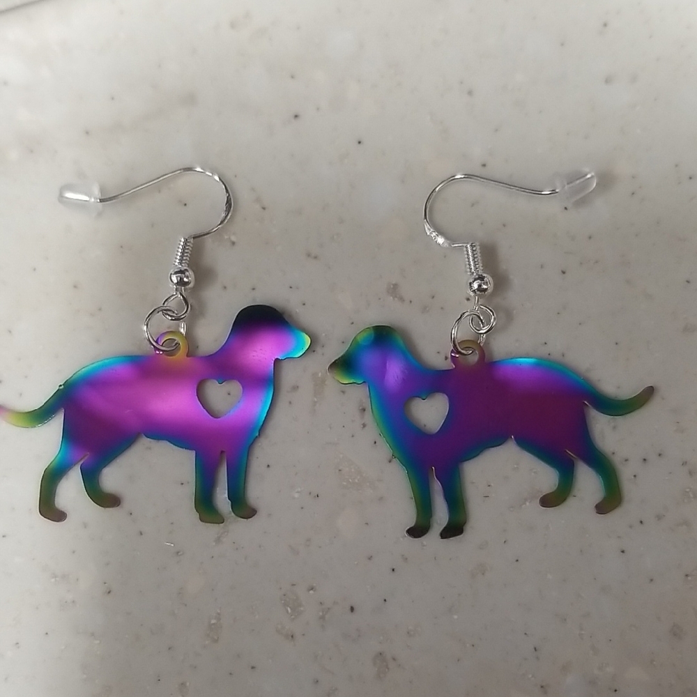 Handmade Colorful Dog Earrings